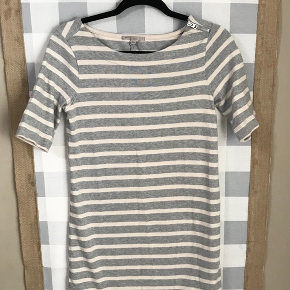 Gap cotton shirt dress w/ grey and white stripes - Picture 2 of 6